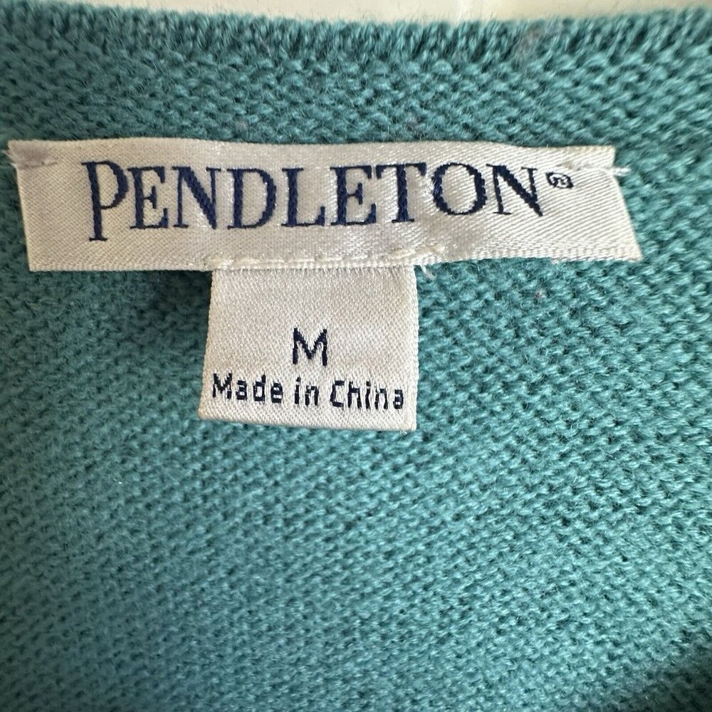Pendelton Merino Wool Cardigan Sweater Womens Medium Vintage Green - Picture 3 of 8